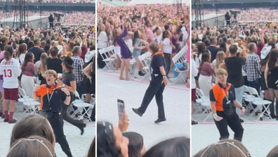 Lynda Britten - MCG security going viral for shaking it off during Swift concert