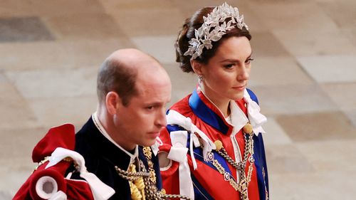 Catherine, Principessa di Galles, Principe William, Principe di Galles, durante l'incoronazione del Re Carlo III e della Regina Camilla il 6 maggio 2023 a Londra, Inghilterra. 