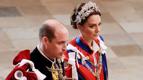 Catherine, Princess of Wales, Prince William, Prince of Wales, during the Coronation of King Charles III and Queen Camilla on May 06, 2023 in London, England. 