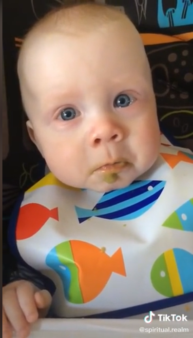 A baby has been brought to tears by his mother's singing voice in a touching video posted to TikTok.