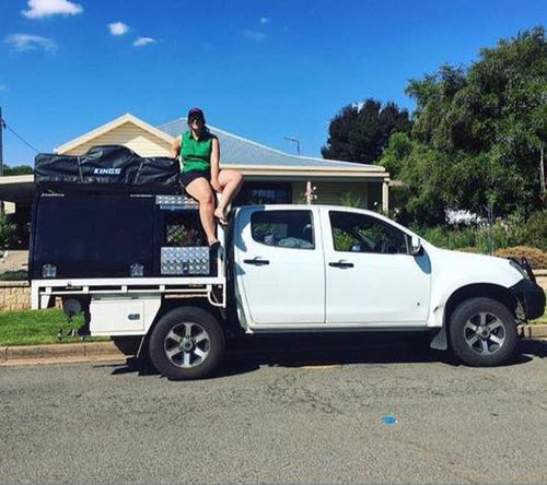 Ashleigh's ute was stolen on Sunday night, and dumped 400km away, with her pup still on the back.