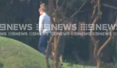 Just a few hours before her pregnancy was announced, Meghan and Harry were spotted in the garden of Admiralty house in Kirribili, Sydney where they're staying.