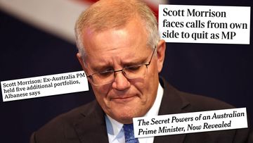 Scott Morrison and headlines from around the world about the secret ministries saga.