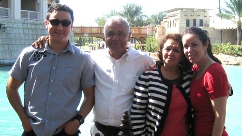 Joseph Sarlak, second from left, pictured with family members. Joseph's family are pleading with the Australian government to intervene and help secure his freedom from a Qatar jail.