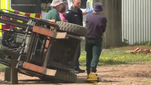 Victorian man flown to hospital in a critical condition after forklift rolled