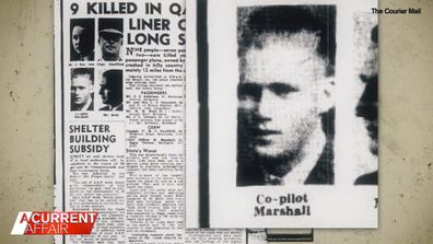 A newspaper reported on the Qantas plane crash that occurred in February 1942.