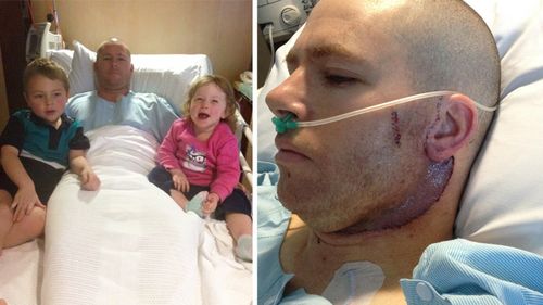 Father-of-two Lucas Ridgway had all the lymph nodes removed from left side of his neck after being diagnosed with a stage 3 melanoma in 2015.