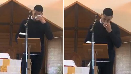 Israel Folau cries while talking about the bushfires in Australia