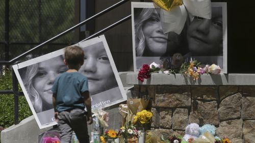 A memorial for Tylee Ryan, 17, and Joshua "JJ" Vallow, seven, at Porter Park in Rexburg, Idaho.