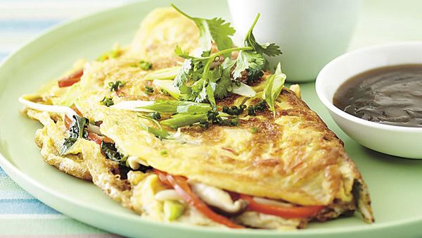 Wok seared mushroom omelette