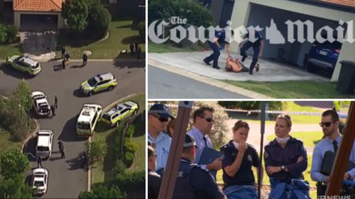 A man, believed to be the family's grandfather (top right) was arrested at the scene. (Courier Mail/9NEWS)