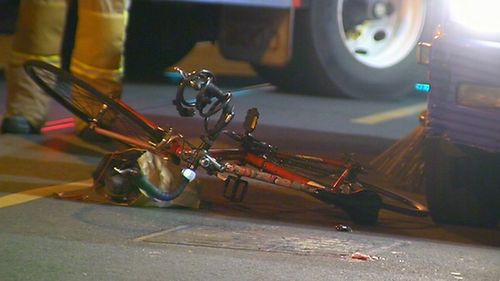 A cyclist has been critically injured in a crash with a street sweeper.