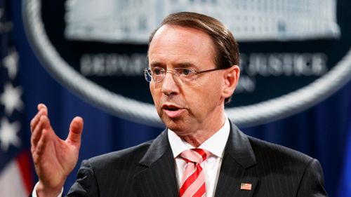A group of 11 conservatives has introduced articles of impeachment against Deputy Attorney General Rod Rosenstein, the official who oversees special counsel Robert Mueller's Russia investigation. Picture: AP
