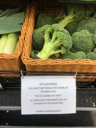 broccoli sign at supermarket