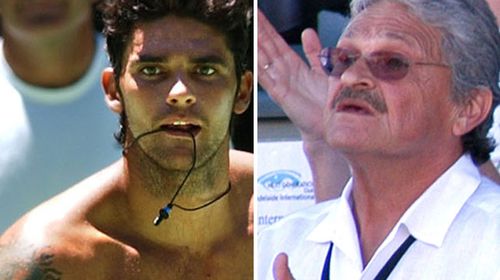 Former Australian tennis star Mark Philippoussis, left, and his father and coach Nick.