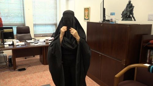 In exclusive video of Senator Hanson trying on the burqa, she can be heard to say she had to take a stand on what she believed in.