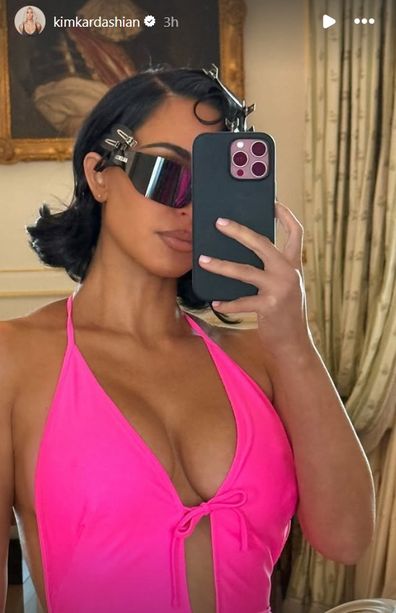 Kim Kardashian Pink Balenciaga Paris Fashion Week
