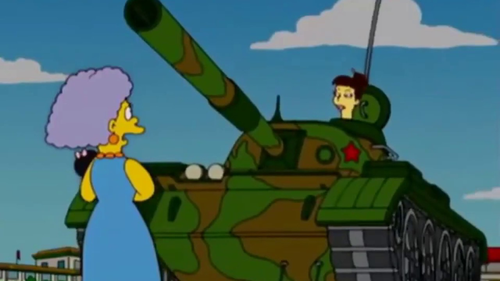 An episode of the Simpsons that features a scene in Tiananmen Square is missing from Disney+ in Hong Kong.