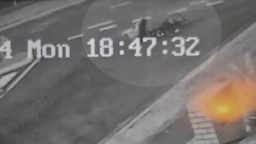 CCTV footage has captured the moment a woman was injured in a hit and run in Brisbane's south yesterday evening.
