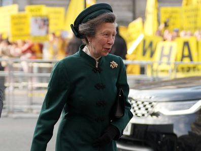 Britain's Princess Anne arrives to attend the annual Commonwealth Day Service of Celebration at Westminster Abbey in London, Monday, March 9, 2026.(AP Photo/Alastair Grant)