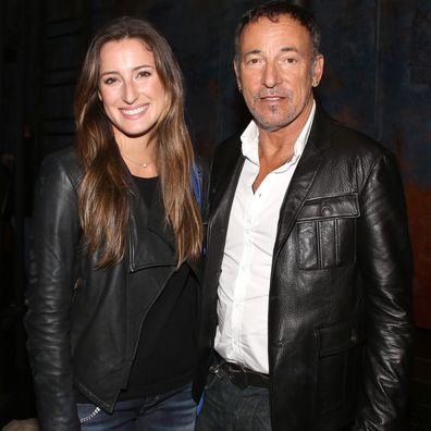 Jessica Springsteen and Bruce Springsteen backstage after a performance of 'The Last Ship' at the Neil Simon Theatre on October 15, 2014 in New York City.