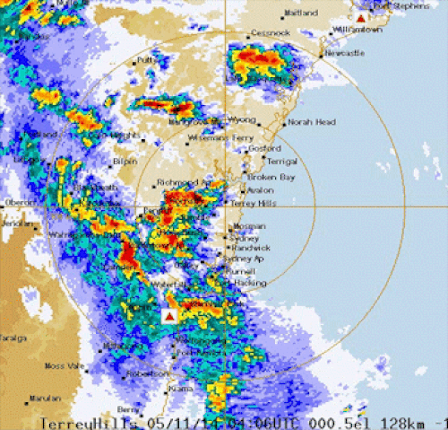 The storm cell is moving east. (Bureau of Meteorology).