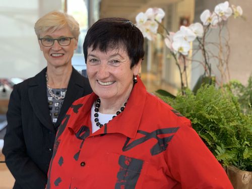 1)	Leading businesswomen Jennifer Westacott (front) and Christine Bartlett have urged Australia to change its approach to innovation. 