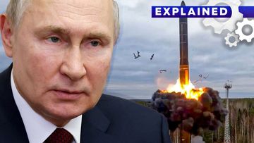 Vladimir Putin and a Russian missile test
