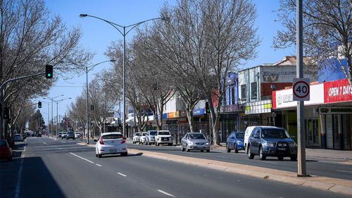 A quiet Shepparton town centre during lockdown.