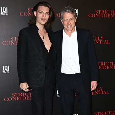 LONDON, ENGLAND - MAY 08: Damian Hurley and Hugh Grant attend the special screening of "Strictly Confidential" at the Everyman Chelsea on May 08, 2024 in London, England. (Photo by Gareth Cattermole/Getty Images)