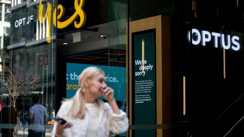 An Optus store front in George Street, in Sydney's CBD.