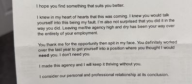 office worker receives unhinged note from boss after quitting job