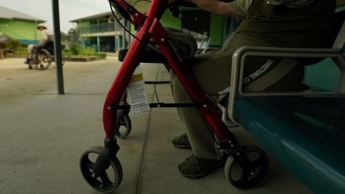 A prisoner with an assistive chair in Wolston Correctional Centre in Queensland. (Image: AAP)