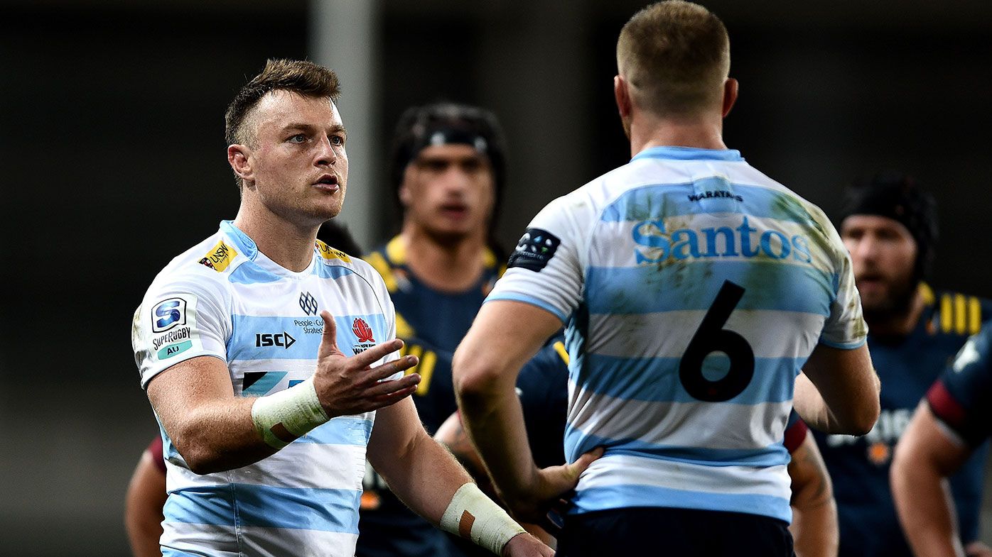 ack Dempsey of the Waratahs looks on during the round four Super Rugby Trans-Tasman match between the Highlanders and the NSW Waratahs at Forsyth Barr Stadium on June 05, 2021 in Dunedin, New Zealand. (Photo by Joe Allison/Getty Images)