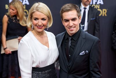 Germany captain Philipp Lahm with his wife.