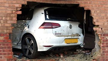The car smashed into a family home in York, northern England. (Photo: North Yorkshire Police).