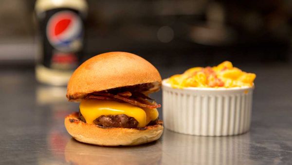 Jimmy Hurlston's mini burger with mac and cheese