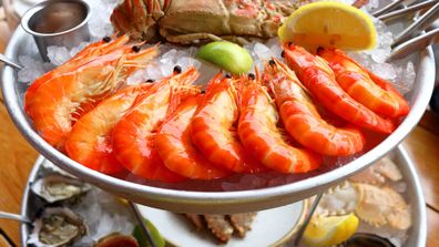 Australian Christmas seafood prawns