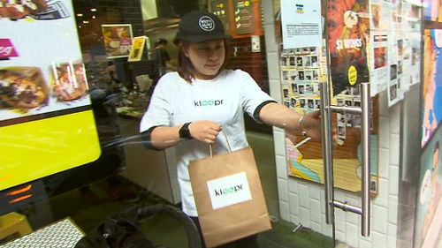 Kloopr will donate a portion of the delivery fee to Foodbank Victoria. Picture: 9NEWS