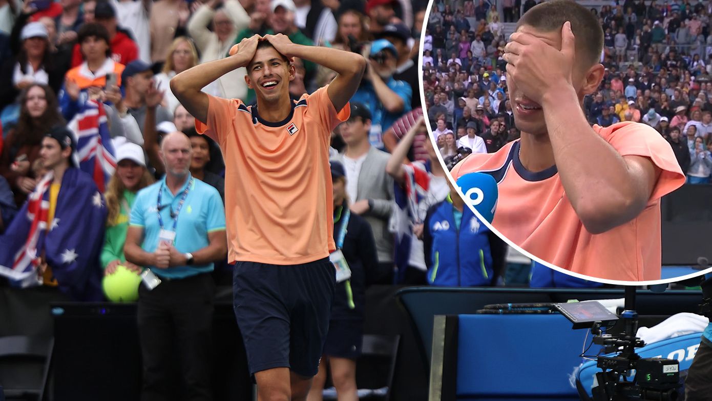 Alexei Popyrin was in tears after beating Taylor Fritz in the second round of the Australian Open.