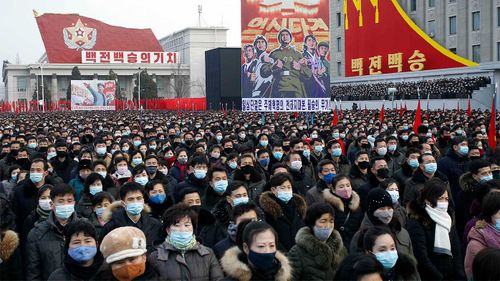 A mass rally in Pyongyang to celebrate the election of Kim Jong Un as General Secretary of the WPK.