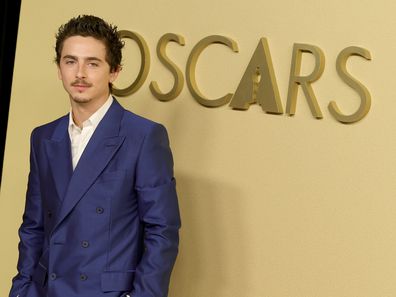 Timothée Chalamet at the 2026 Oscar Nominees Luncheon at The Beverly Hilton on February 10, 2026.