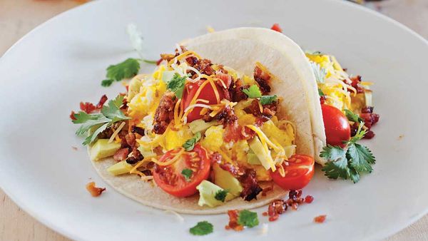 Bacon and egg breakfast taco