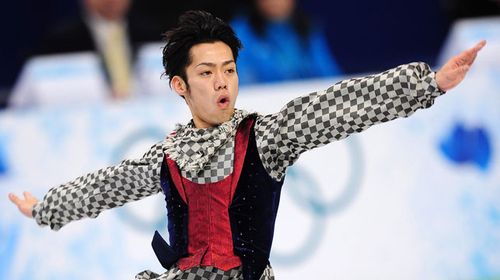 Daisuke Takahashi of Japan performs during his men's free skating program of the Vancouver 2010 Winter Olympic Games. (AAP)