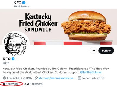 KFC on Twitter in US