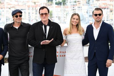 Brad Pitt, Quentin Tarantino, Margot Robbie and Leonardo DiCaprio