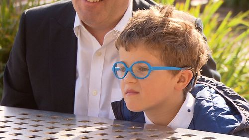 Melbourne seven-year-old Harry Feller has a rare condition called Usher's Syndrome, causing him to go slowly blind. Picture: 9NEWS