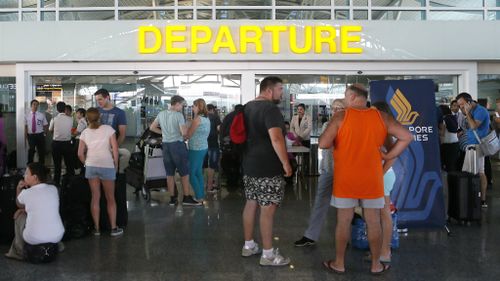 Stranded passengers at Denpasar Airport. (AAP)