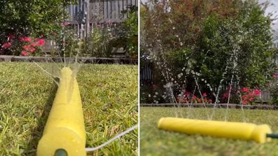 Sprinkler, pool noodle DIY hack