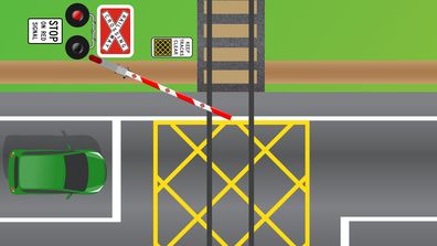 When can you enter a rail crossing?